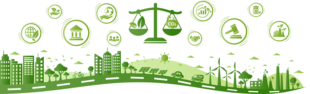 Der grüne Weg mit Meilensteinen