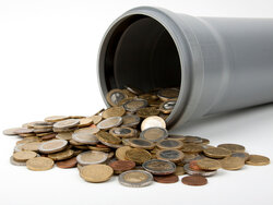 Abwasserrohr + Münzgeld