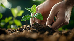 Hände greifen in Erde