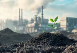 Pflanzensprössling im Industriegebiet