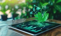 Nachhaltigkeitsbericht auf einem Tablet