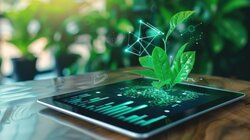 Nachhaltigkeitsbericht auf einem Tablet