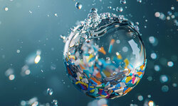 Reduzierung von Mikroschadstoffen aus kommunalen Abwässern Mikroplastik in Wasserblase