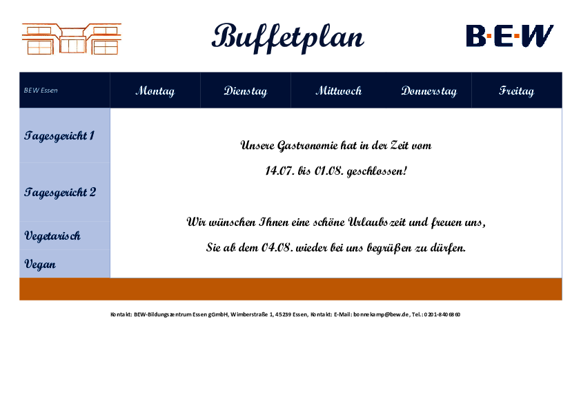 Buffetplan Essen