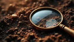 Bodenuntersuchung mit Lupe